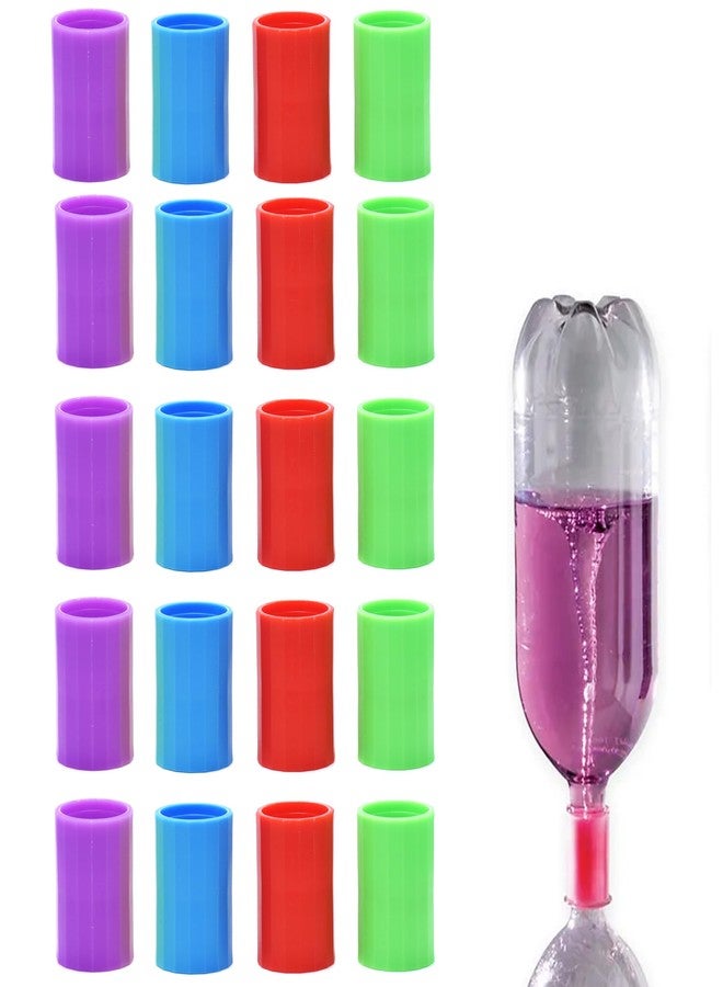 MIHEY 24 Pcs Tornado Bottle Connector Vortex Tube, Tornadoes in a Bottle Connectors, Cyclone Tube for Scientific Experiment, 4 Colors - Image 1